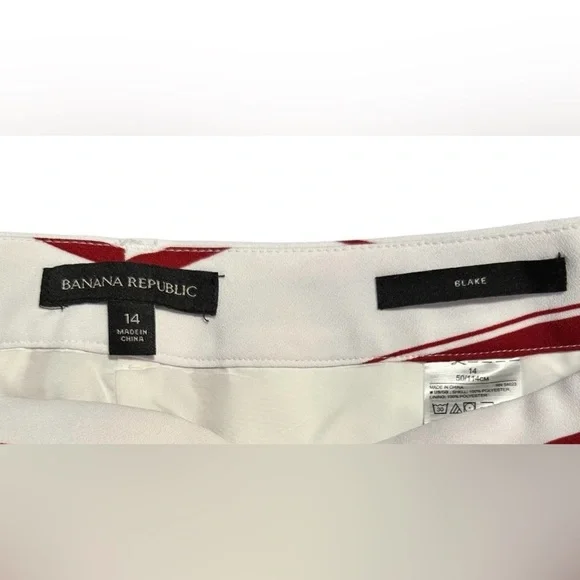 Banana Republic Blake Women's Red White Striped Wide Leg Pants Size 14 - Picture 2 of 9